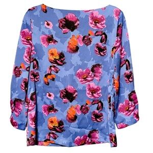 BANANA REPUBLIC Floral Cocoon 3/4 Sleeve Boatneck Blouse NWT Size Small